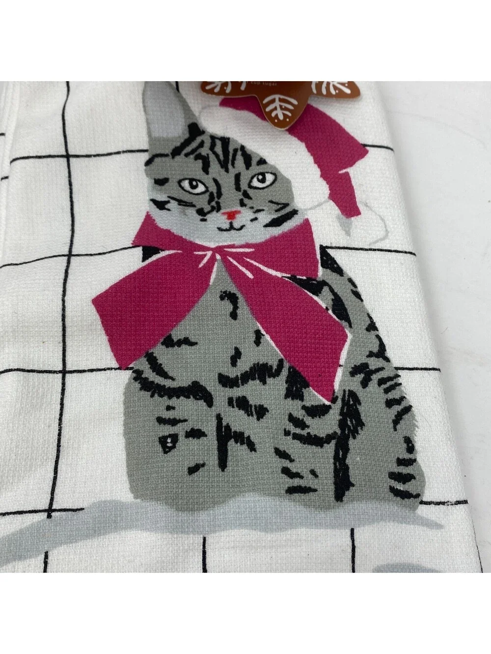 La Cuisine by Kassatex Christmas Cat Kitchen Towels Set 3 18x28 Cotton NWT